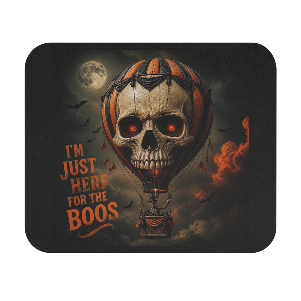 Halloween Skull Hot Air Balloon Mouse Pad - "I'm Just Here for the Boos"