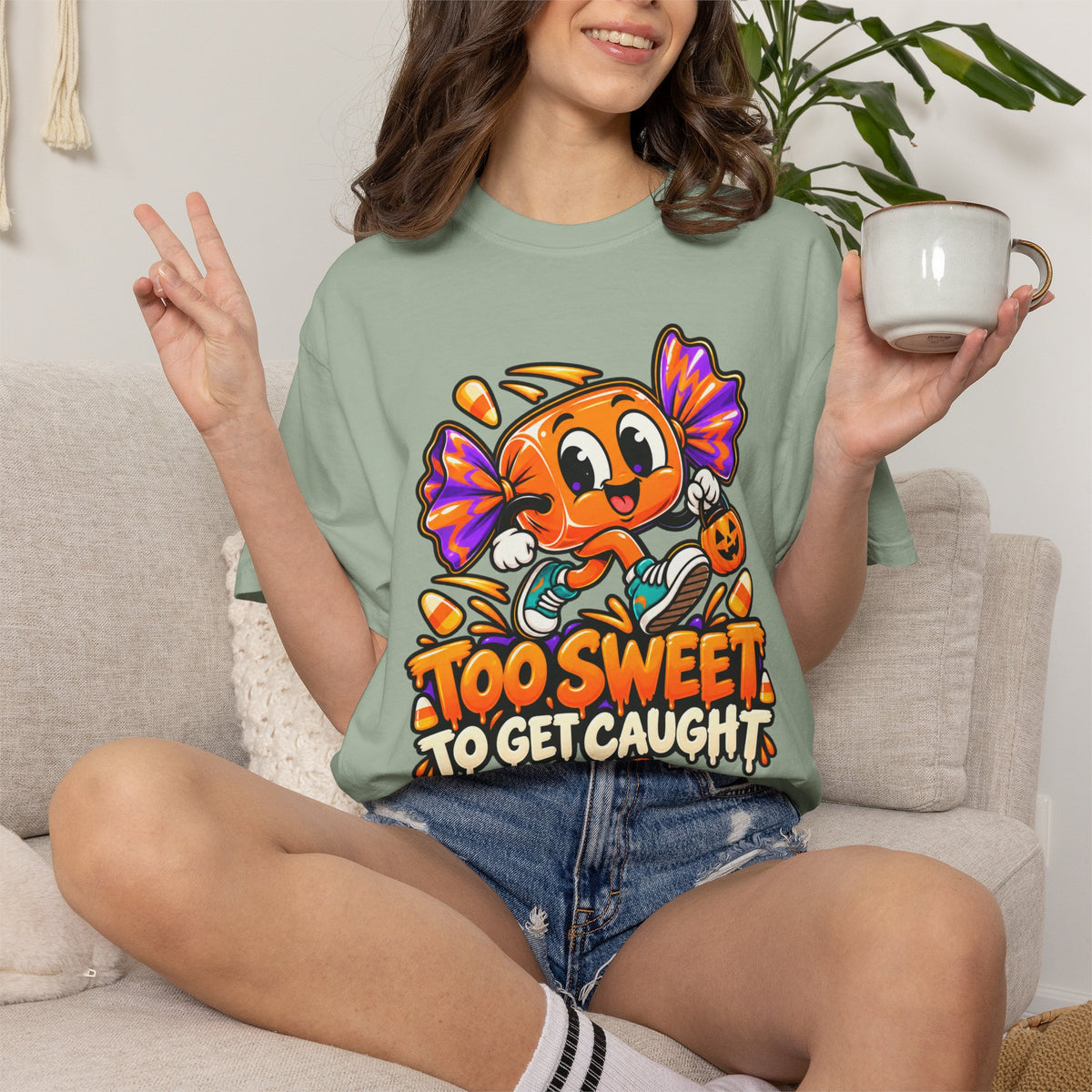 Too Sweet to Get Caught – Cute Halloween Candy T-Shirt