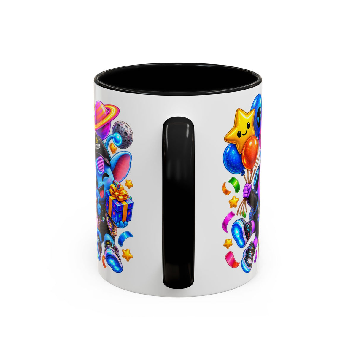 Happy Birthday Out of This World Accent Mug — Cute Alien Space Birthday Coffee Cup (11oz)