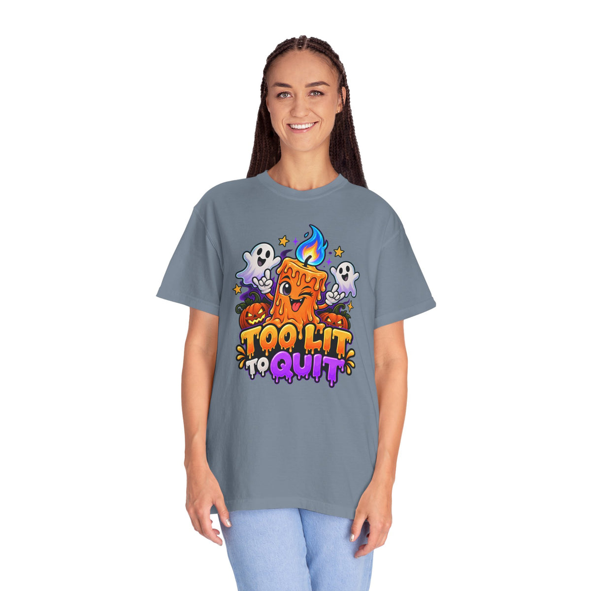 Too Lit to Quit – Funny Halloween Candle T-Shirt
