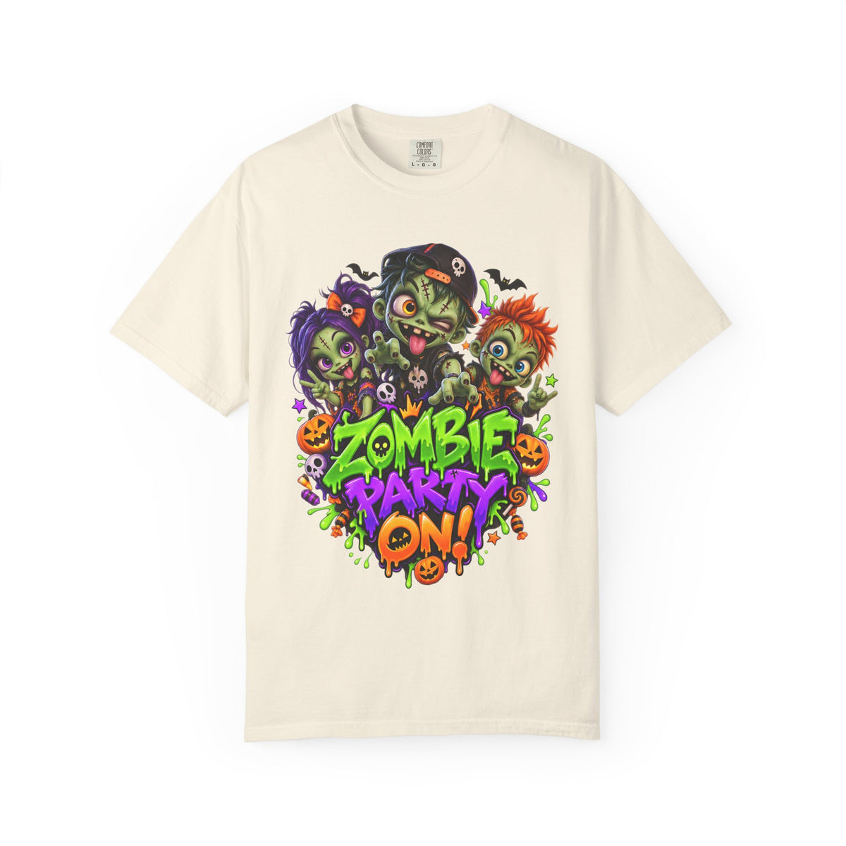 Zombie Party On! – Halloween Zombie Crew Graphic T-Shirt