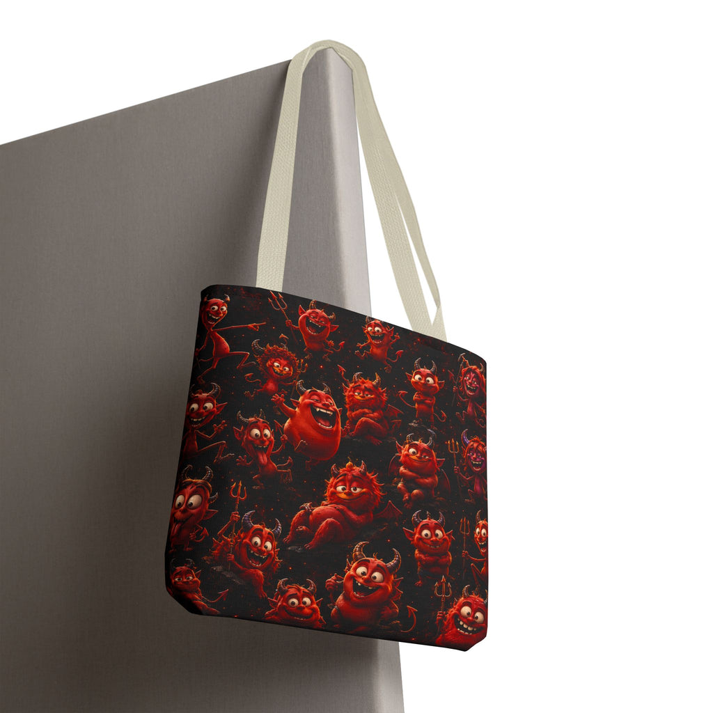Funny Red Devils Tote Bag - Cute Mischievous Demon All-Over Print