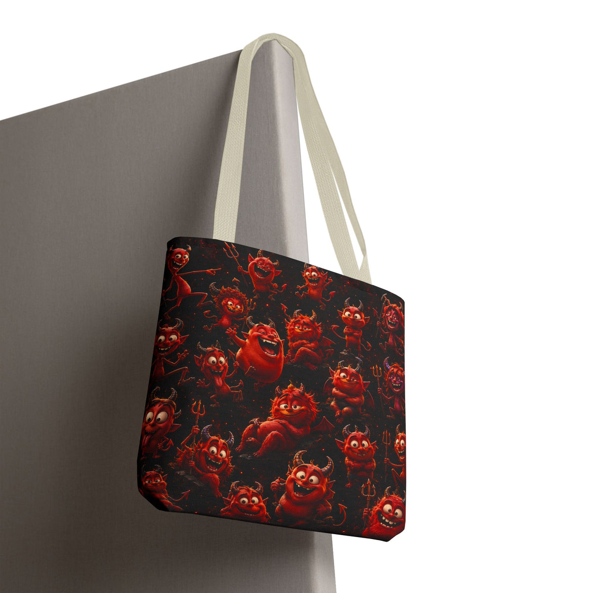 Funny Red Devils Tote Bag - Cute Mischievous Demon All-Over Print