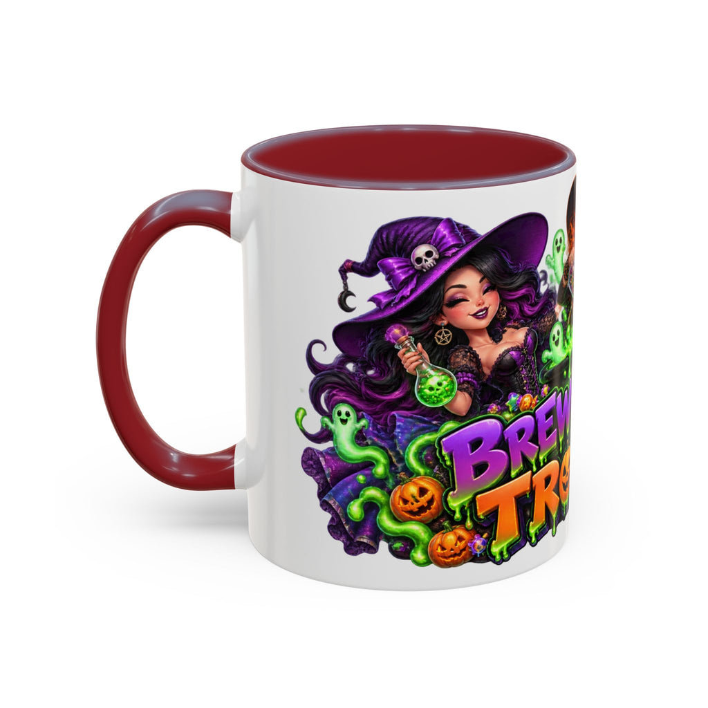 Brewing Up Trouble Witches Halloween White Mug