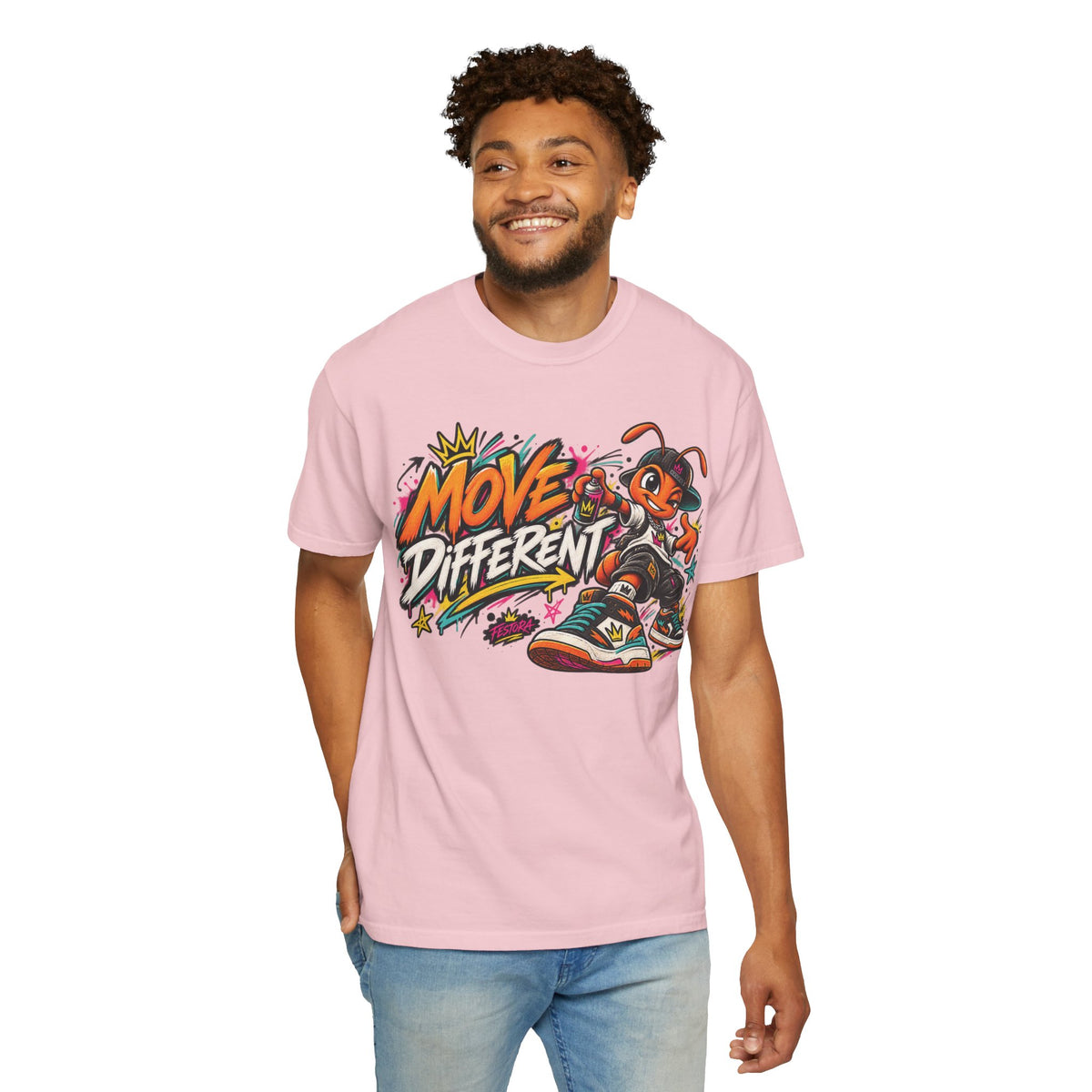Move Different Graphic T-Shirt — Streetwear Skate Ant Mascot Design
