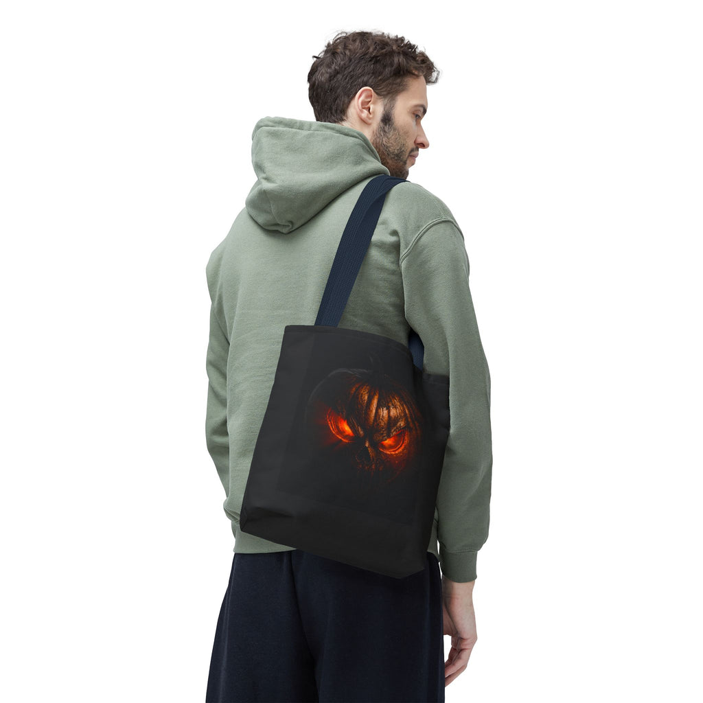 Spider Web Tote Bag — Creepy Red-Eyed Spider Halloween Grocery Tote