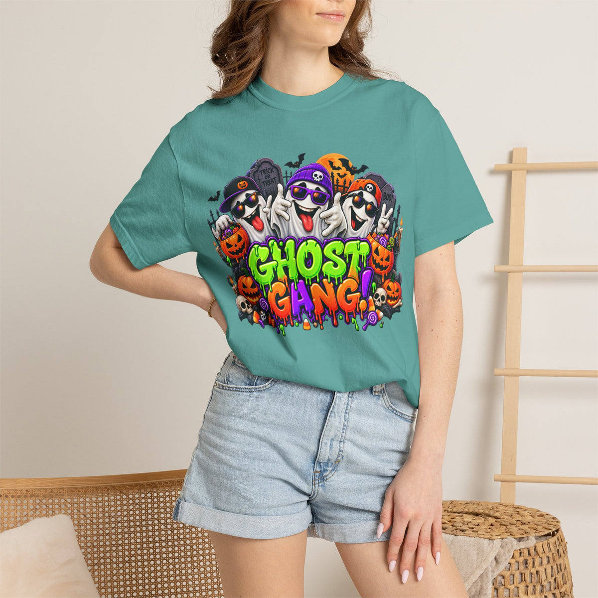 Ghost Gang Halloween T-Shirt – Funny Colorful Ghost Graphic Tee