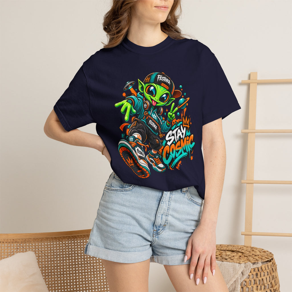 Alien Streetwear T-Shirt — “Stay Cosmic” Graphic Tee