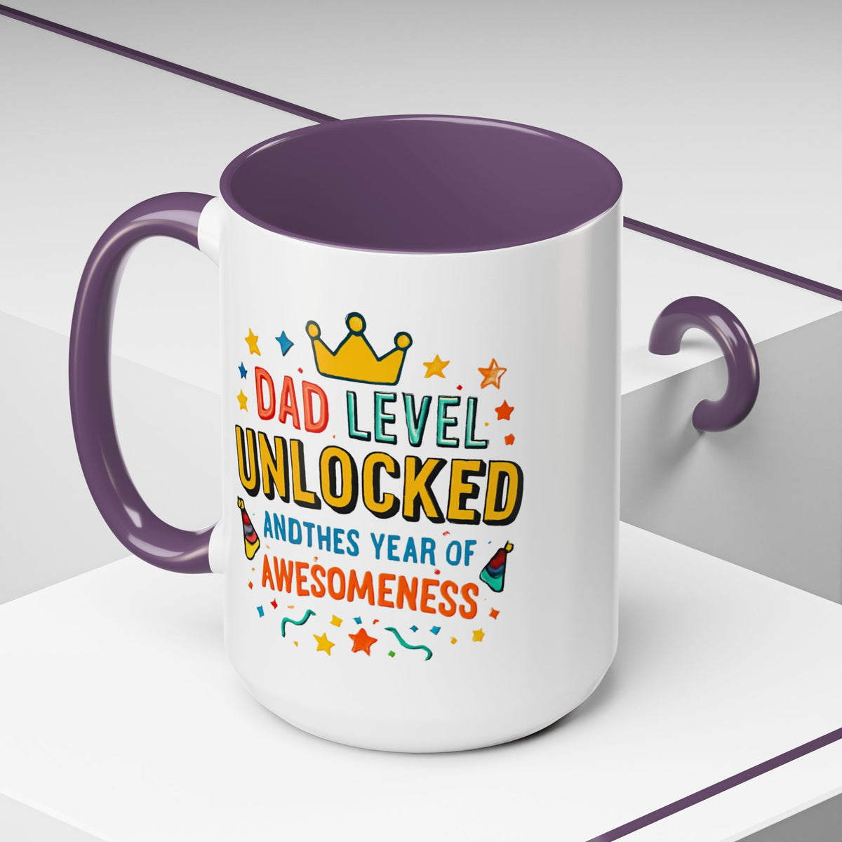 Dad Level Unlocked Coffee Mug – Funny Father’s Day 11/15oz Accent Mug