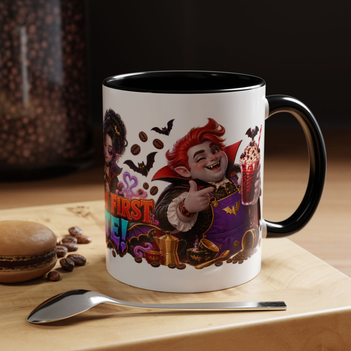 Love at First Bite Vampire Barista Halloween White Mug