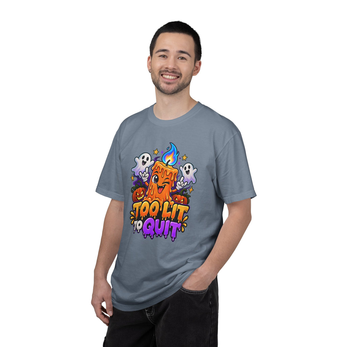 Too Lit to Quit – Funny Halloween Candle T-Shirt