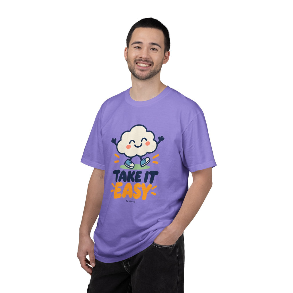 Take It Easy – Happy Cloud Graphic T-Shirt | Festora Everyday
