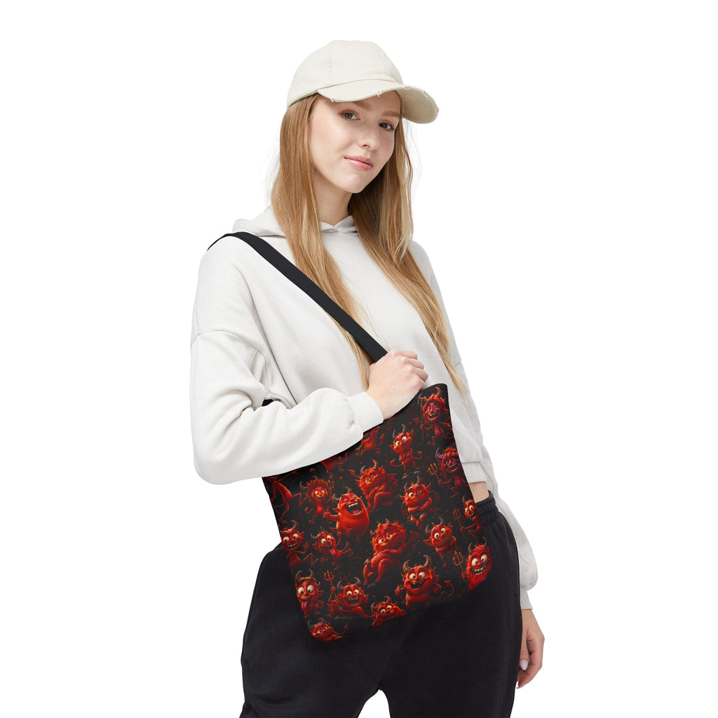 Funny Red Devils Tote Bag - Cute Mischievous Demon All-Over Print
