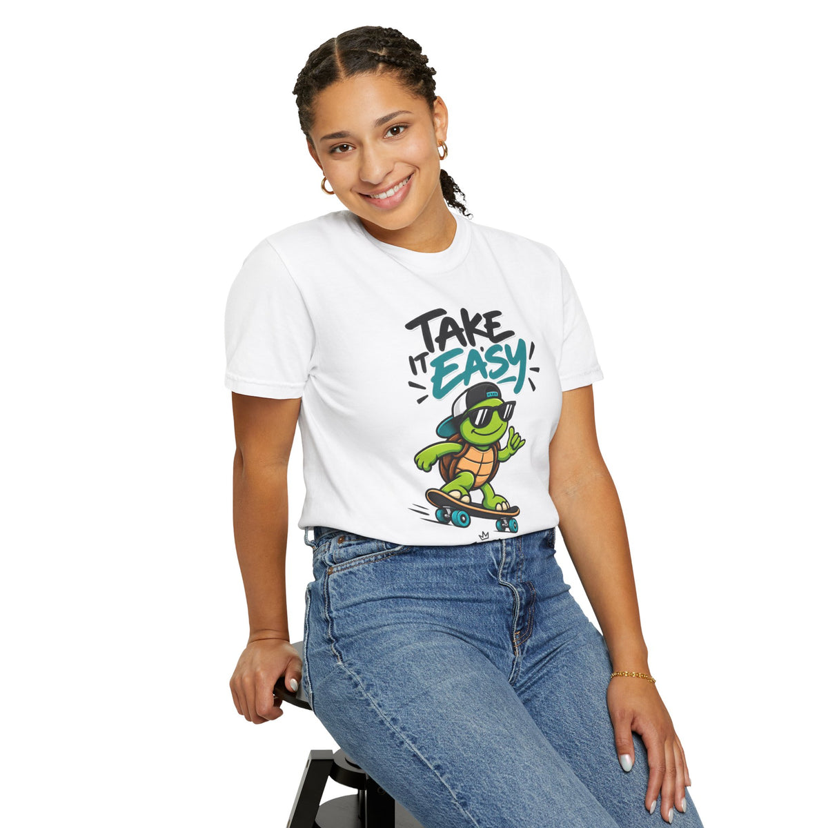 Take It Easy Skate Turtle Graphic T-Shirt | Festora Everyday