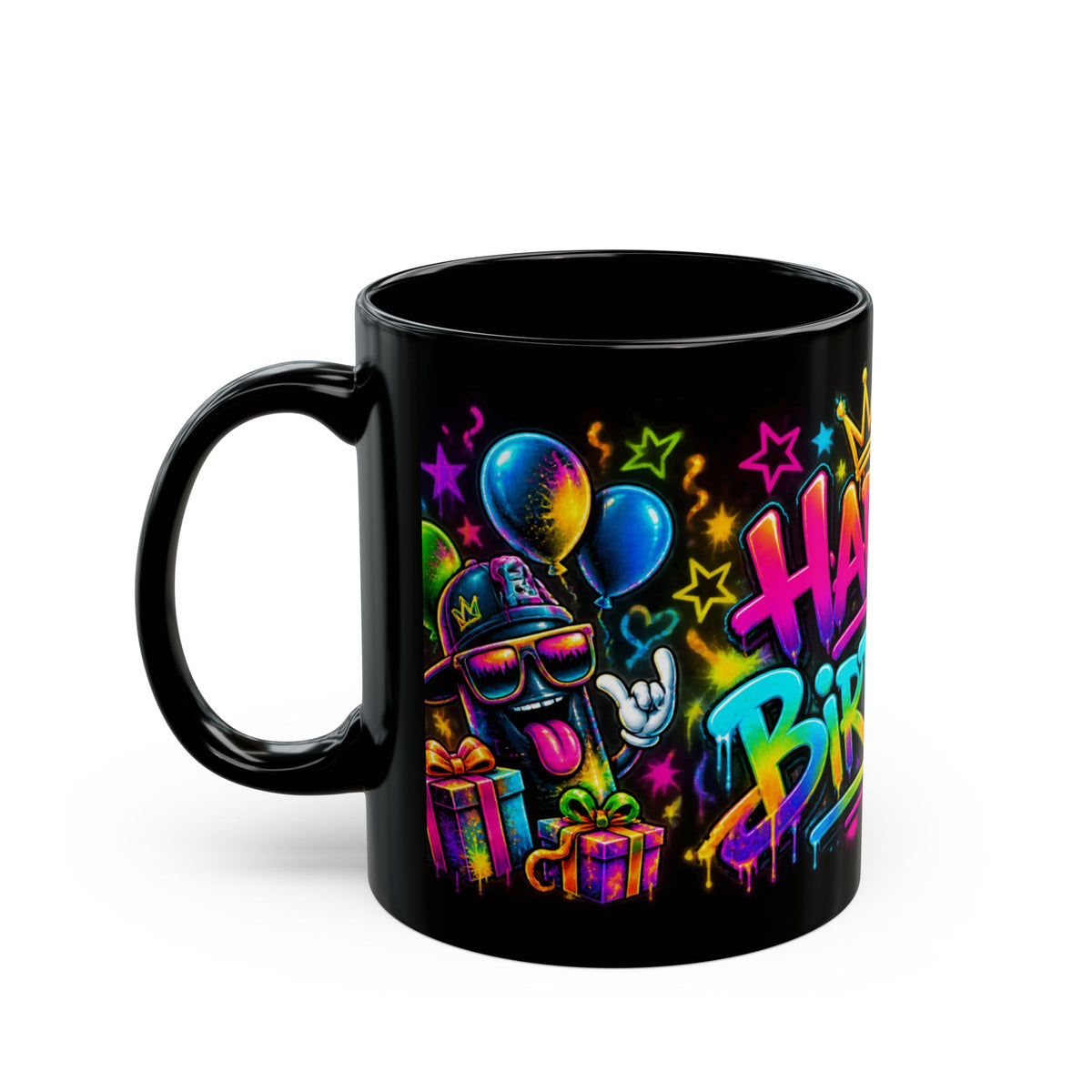 Birthday Mug — Colorful Graffiti Happy Birthday Coffee Cup (11oz)