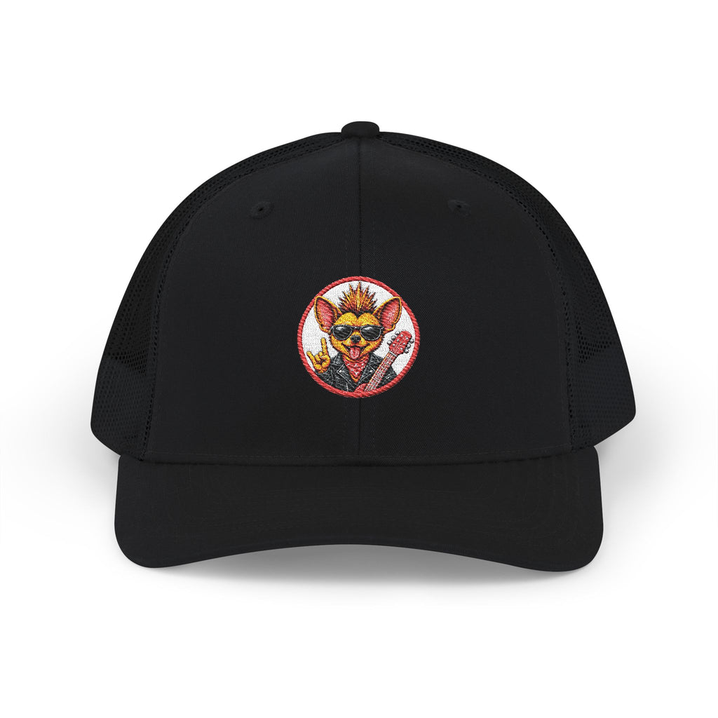 Embroidered Trucker Cap — Rocco the Rockin' Chihuahua Patch