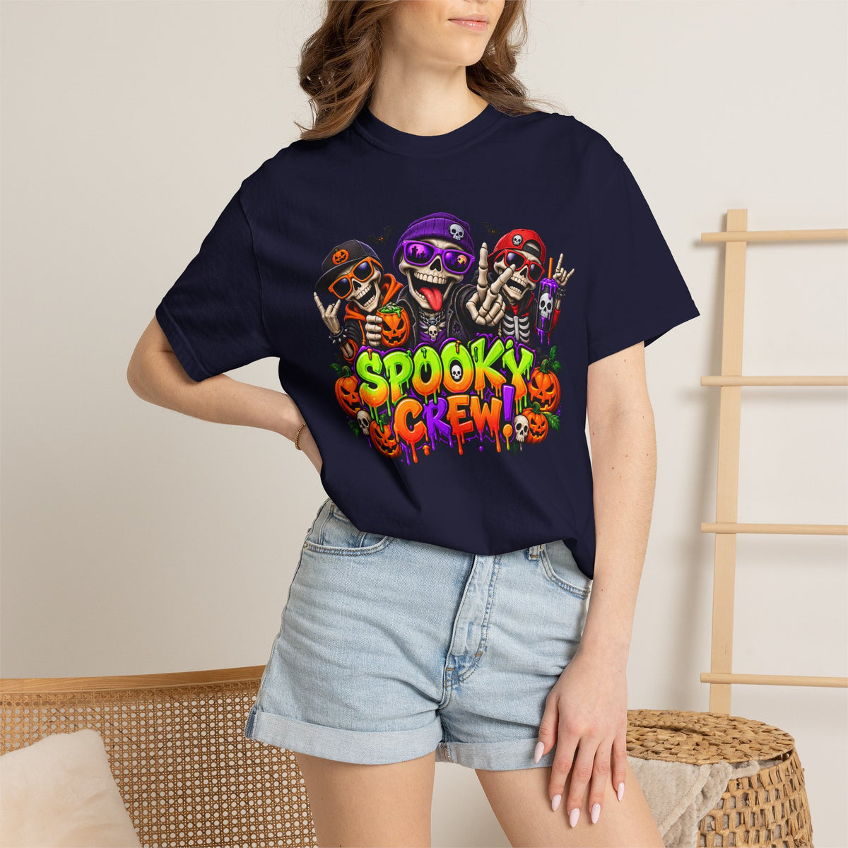 Spooky Crew Halloween T-Shirt – Funny Skeleton Graphic Tee