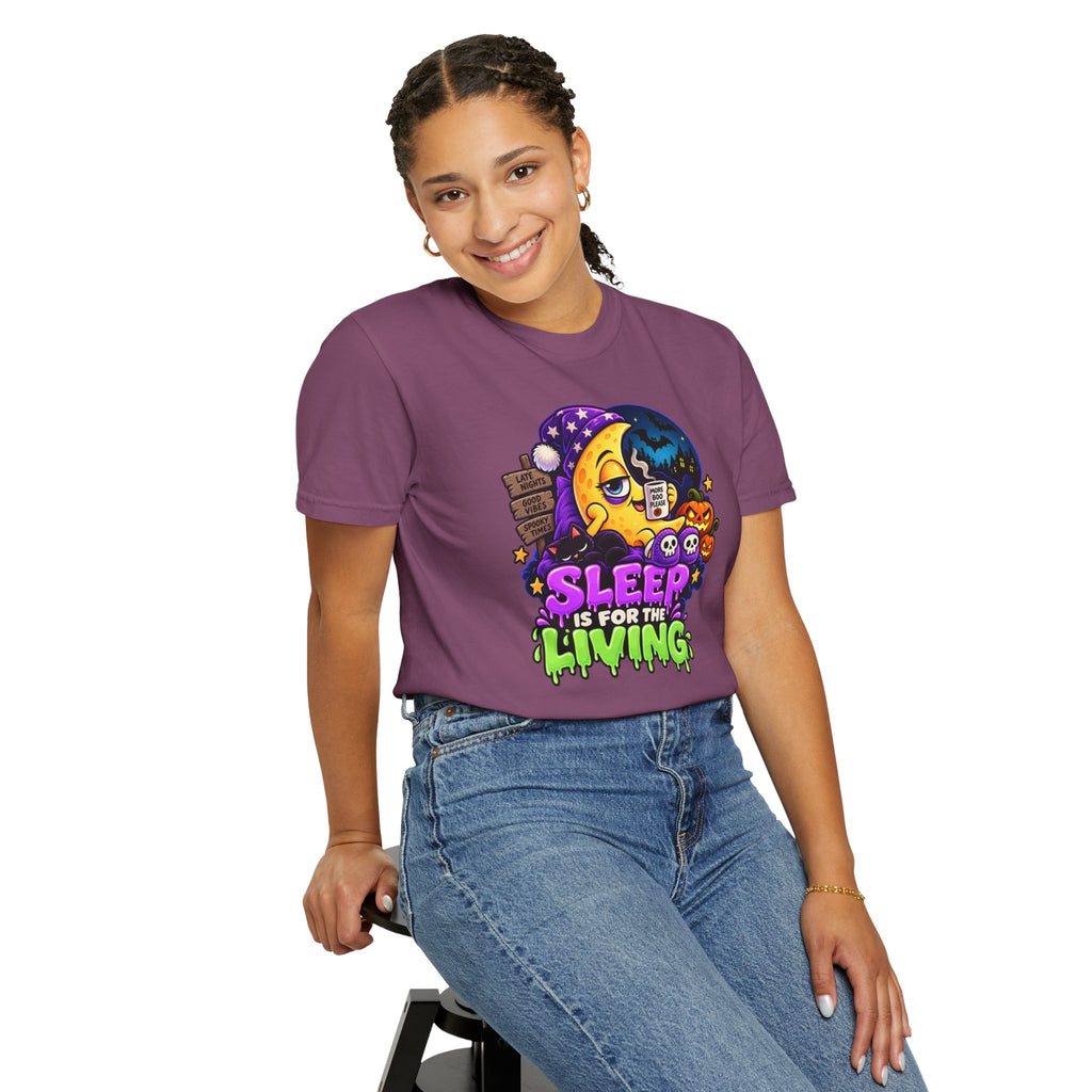 Sleep Is for the Living – Funny Halloween Moon T-Shirt