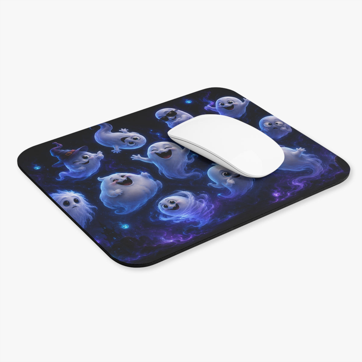 Cute Ghosts Mouse Pad — Halloween Cartoon Desktop Mat