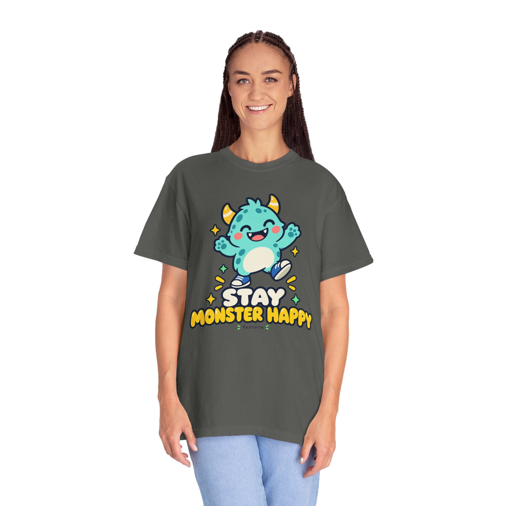 Stay Monster Happy – Cute Monster Graphic T-Shirt