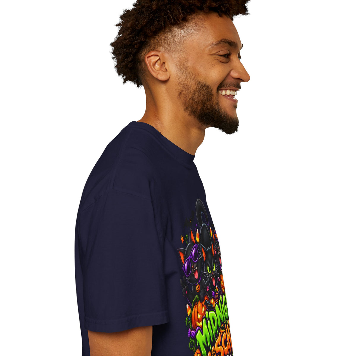 Midnight Mischief Halloween T-Shirt – Funny Black Cat Graphic Tee