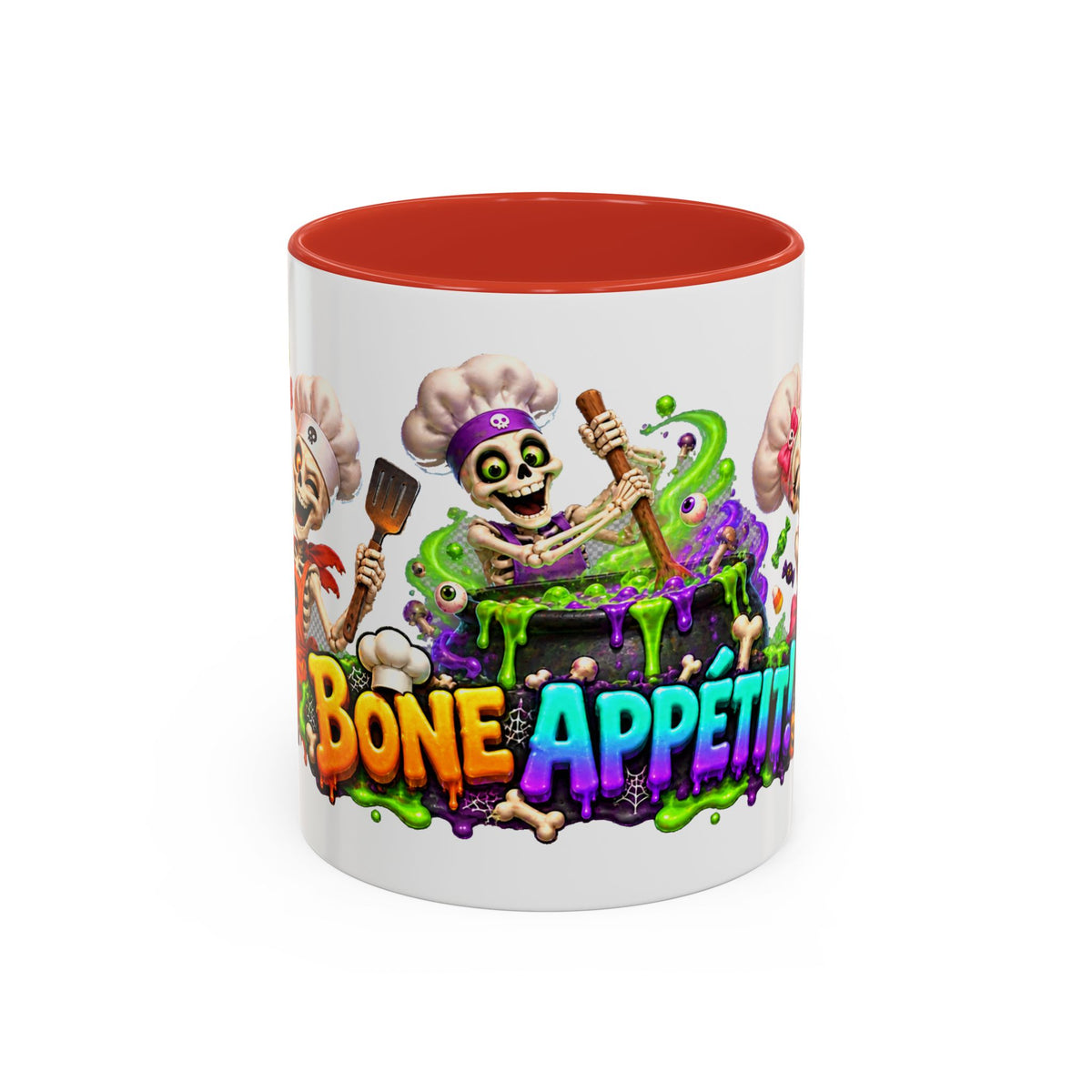 Bone Appetit Skeleton Chefs Halloween White Mug