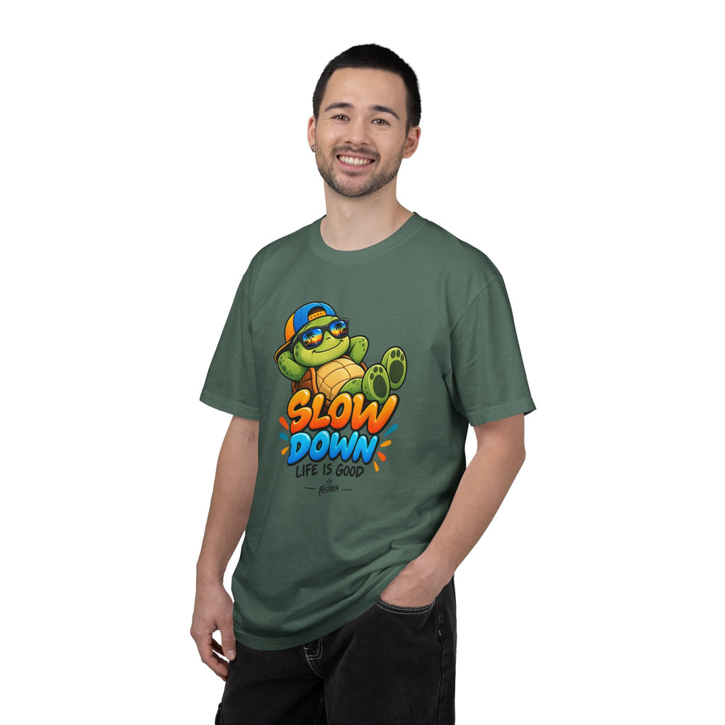 Slow Down, Life Is Good – Turtle Graphic T-Shirt | Festora Everyday