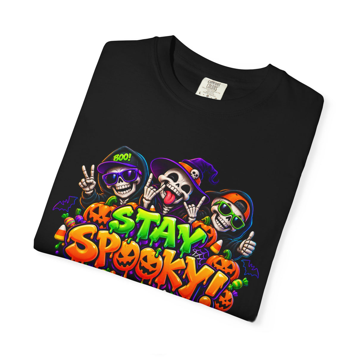 Stay Spooky Halloween T-Shirt – Funny Skeleton Crew Colorful Graphic Tee