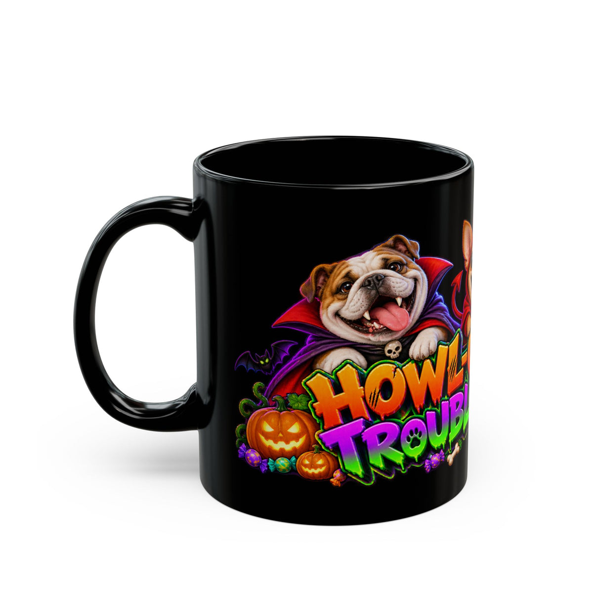 Howl-O-Ween Troublemakers Costume Dogs Halloween Black Mug