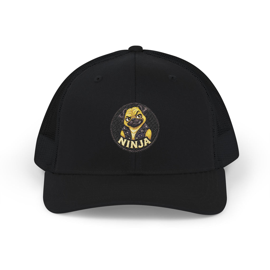 Ninja Pug Snapback Trucker Cap — Cute Dog Hoodie Logo Hat