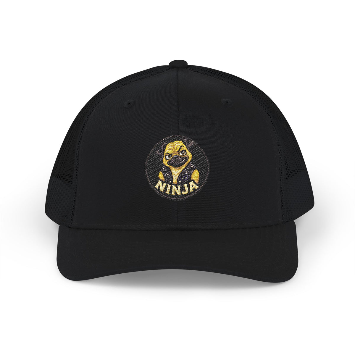 Ninja Pug Snapback Trucker Cap — Cute Dog Hoodie Logo Hat