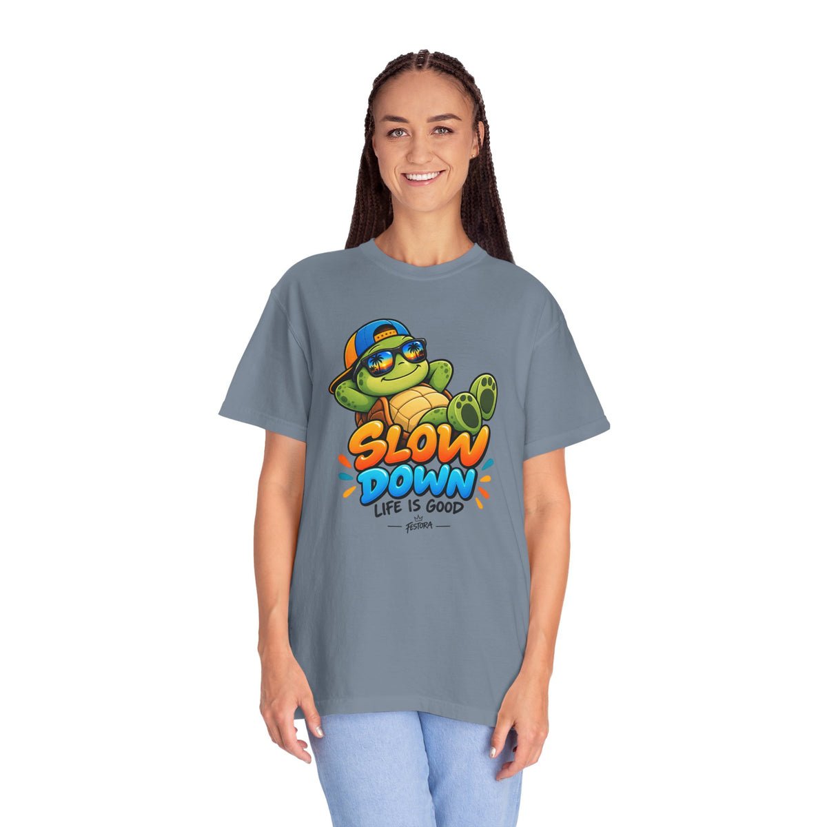 Slow Down, Life Is Good – Turtle Graphic T-Shirt | Festora Everyday