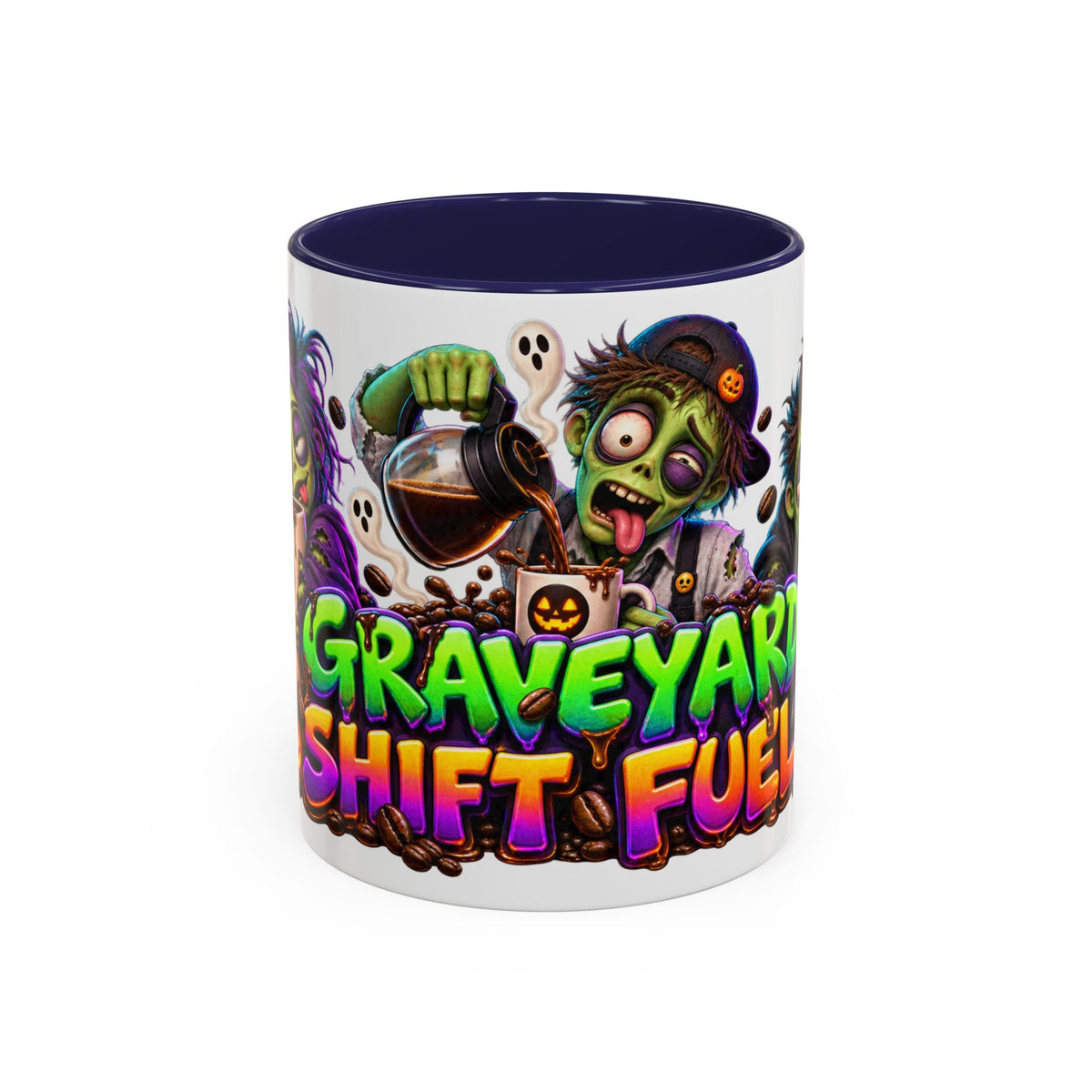 Graveyard Shift Fuel Coffee Zombies Halloween White Mug