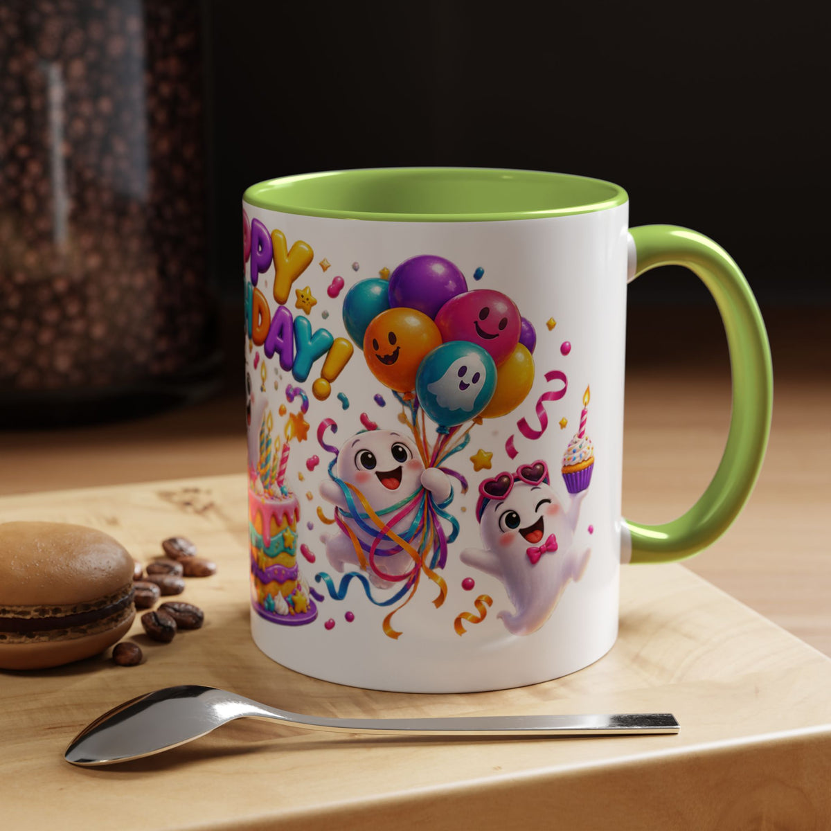 Happy Birthday Accent Coffee Mug - Colorful Celebration Mug (11oz, 15oz)