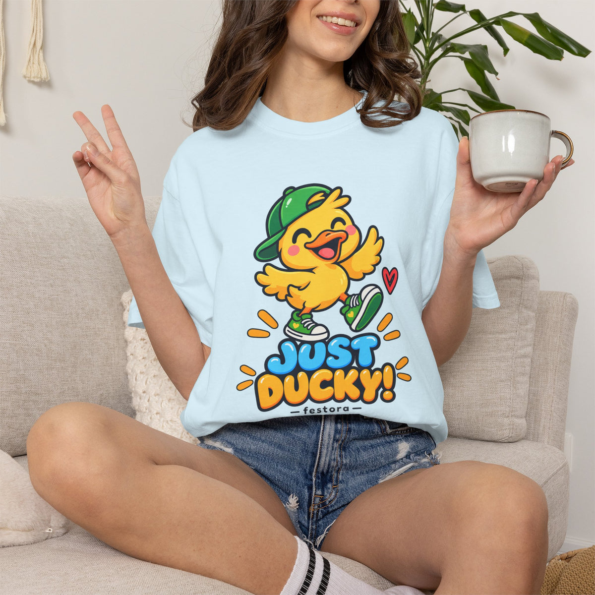 Just Ducky! – Cute Happy Duck Graphic T-Shirt