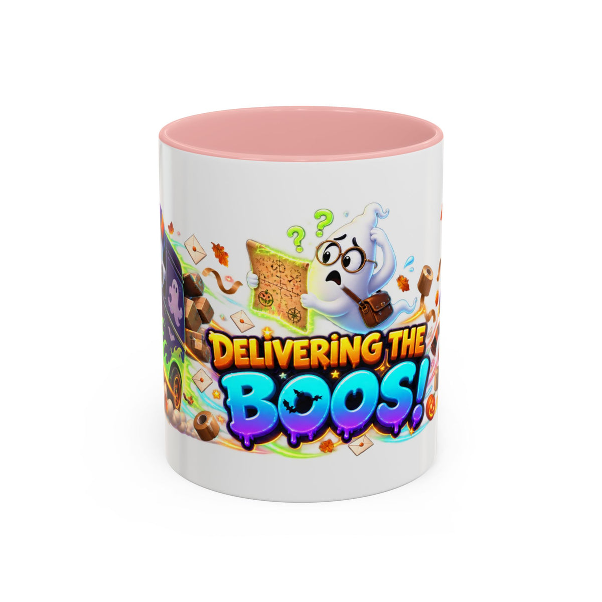 Delivering the Boos Ghost Delivery Halloween White Mug