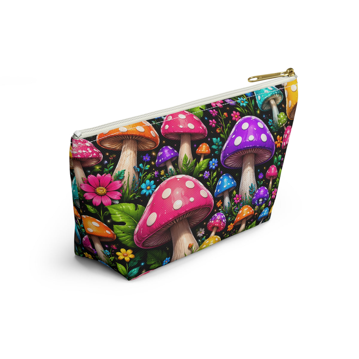 Mushroom Garden Accessory Pouch — Colorful T-Bottom Cosmetic Bag