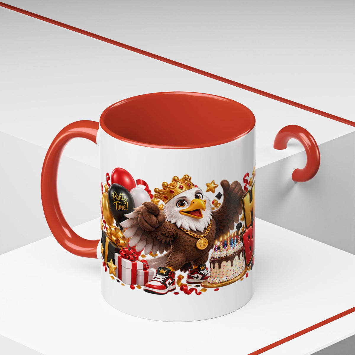Happy Birthday Eagle Mug – Colorful 3D Birthday Gift – White Coffee Mug