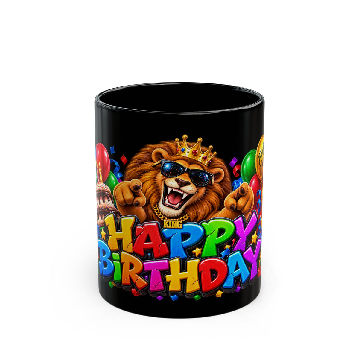 Lion Happy Birthday Mug – Bold 3D King of the Party Design