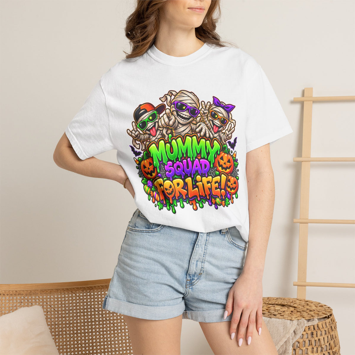 Mummy Squad For Life Halloween T-Shirt – Funny Colorful Mummy Graphic Tee