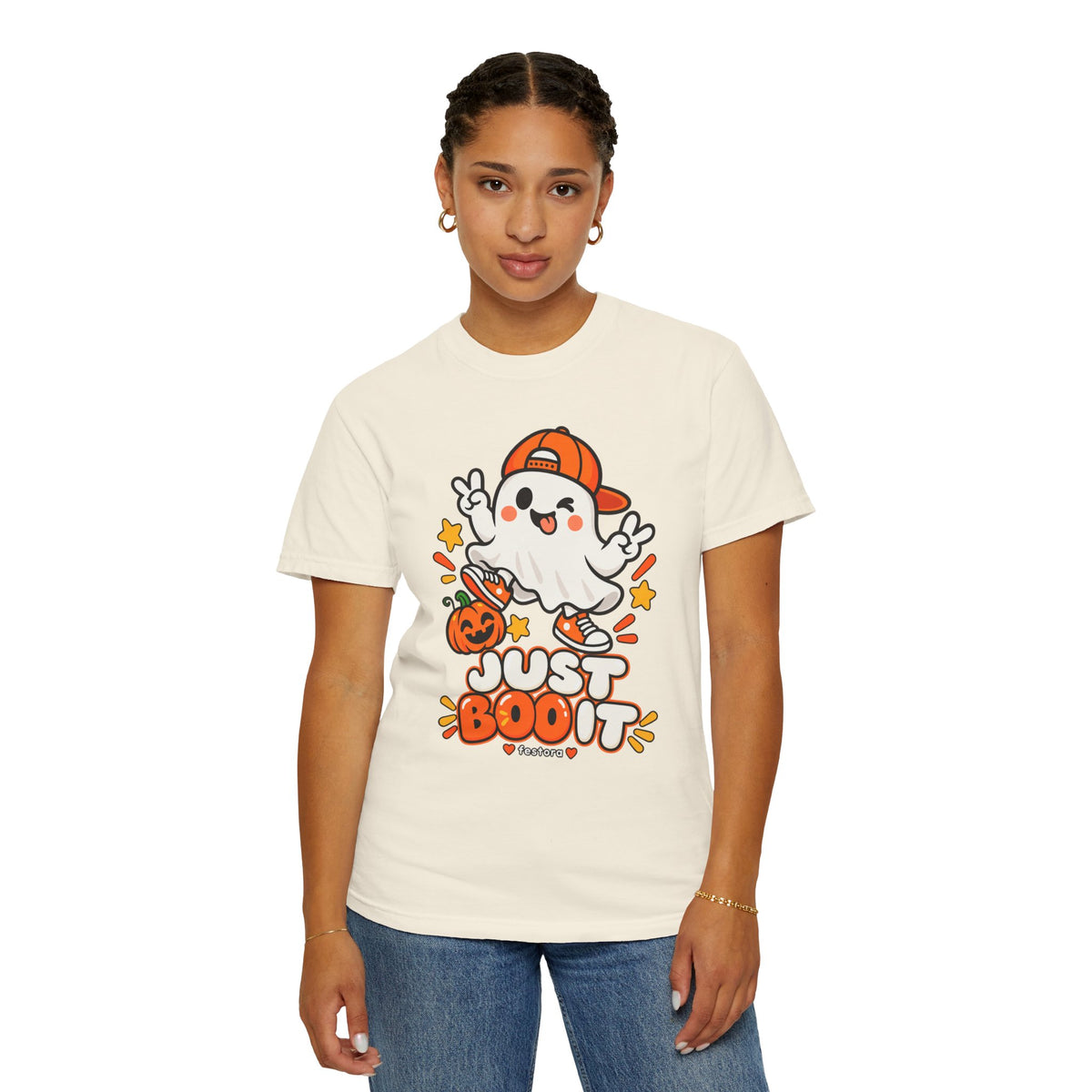 Just Boo It Halloween T-Shirt | Cute Skater Ghost Graphic Tee