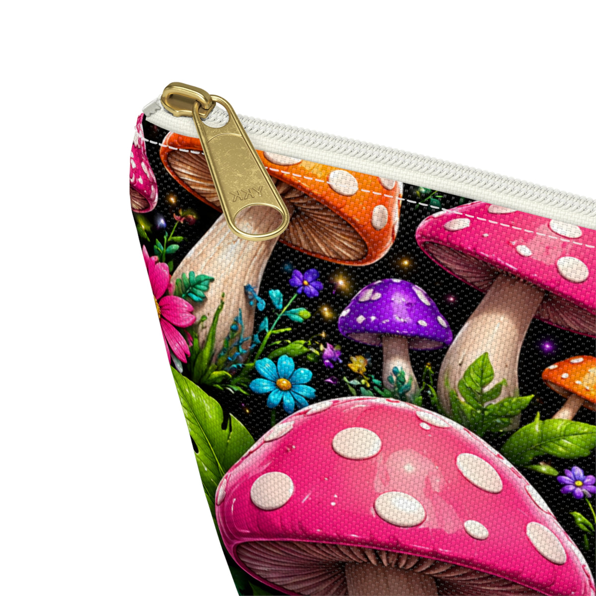Mushroom Garden Accessory Pouch — Colorful T-Bottom Cosmetic Bag