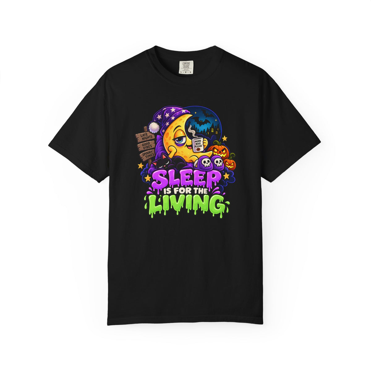 Sleep Is for the Living – Funny Halloween Moon T-Shirt