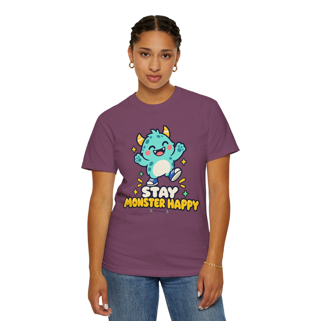 Stay Monster Happy – Cute Monster Graphic T-Shirt