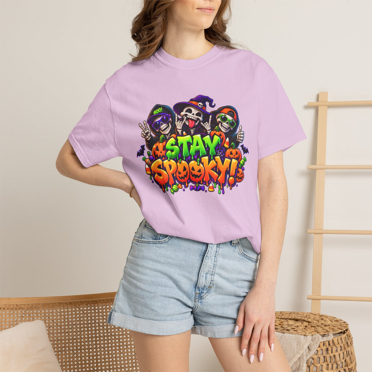 Stay Spooky Halloween T-Shirt – Funny Skeleton Crew Colorful Graphic Tee