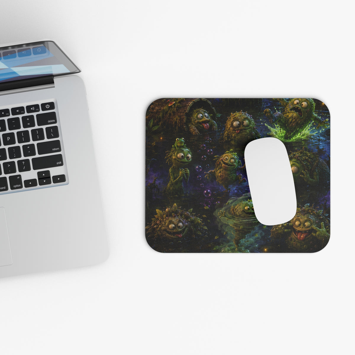 Fantasy Swamp Creatures Mouse Pad — Cute Mystic Bog Monsters Design