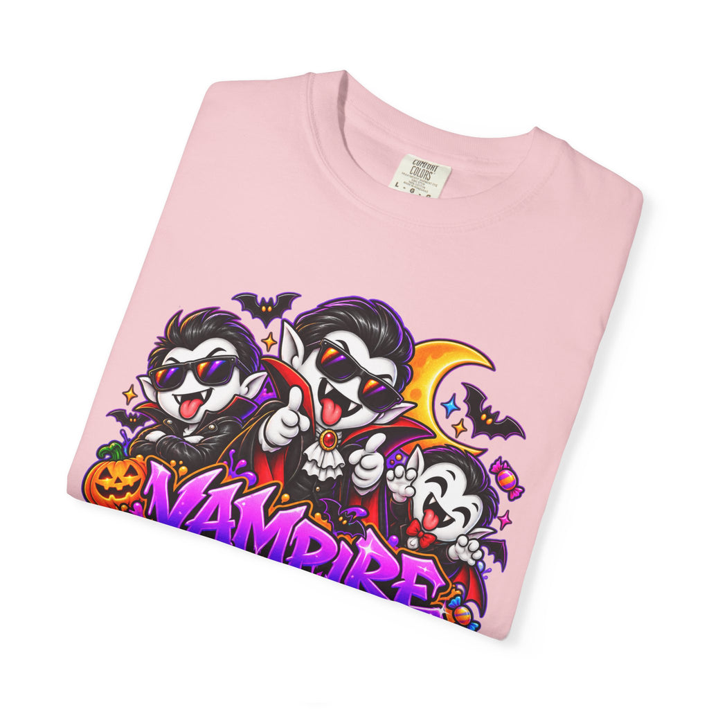 Neon Vampire Vibes Halloween Unisex Garment-Dyed T-Shirt Featuring a Cool Festora Vampire Crew