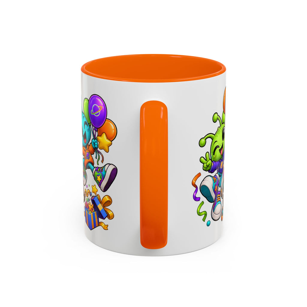 Happy Birthday Alien Mug – Colorful Space Party Cup with Cute Aliens & Robots