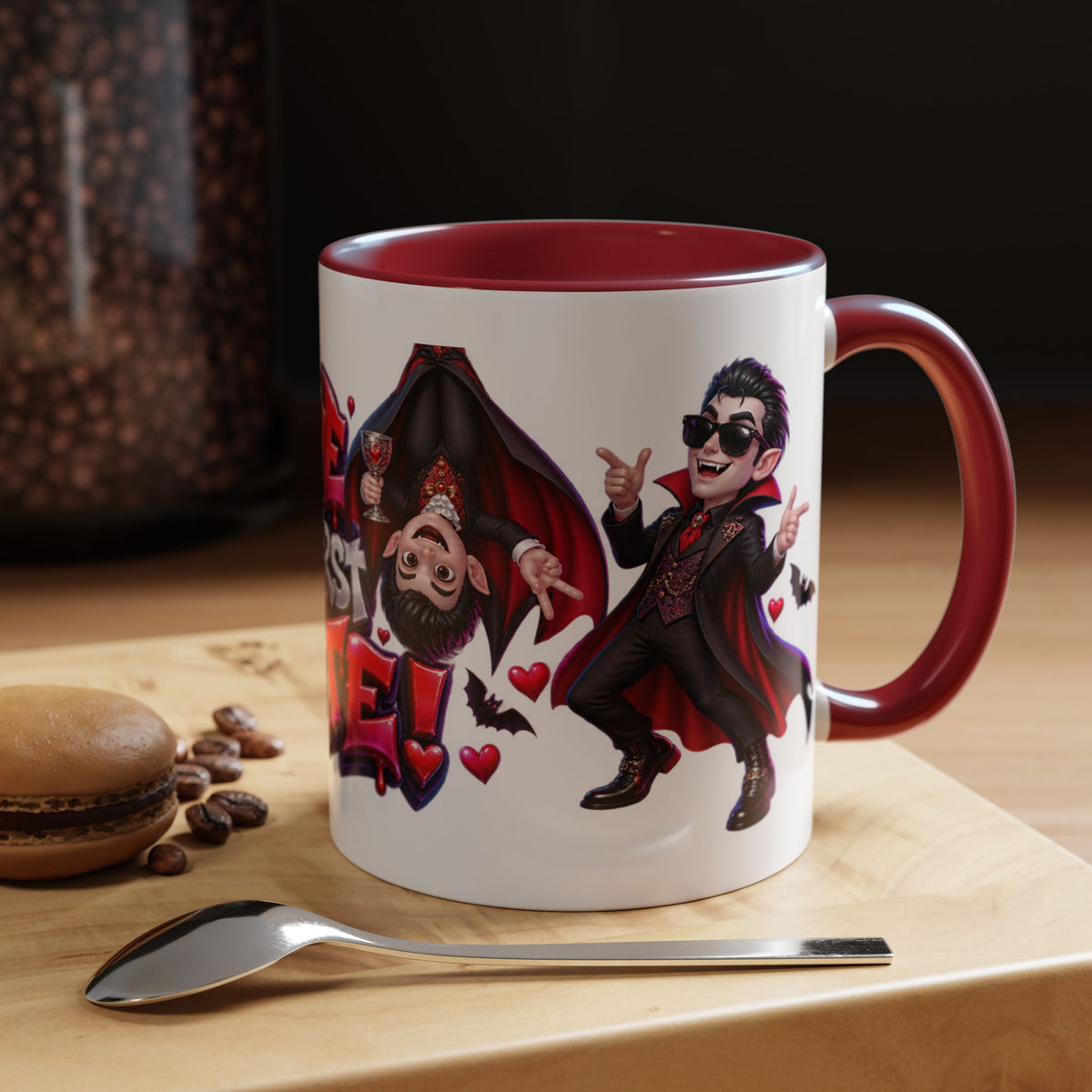 Love at First Bite Funny Vampire Halloween White Mug