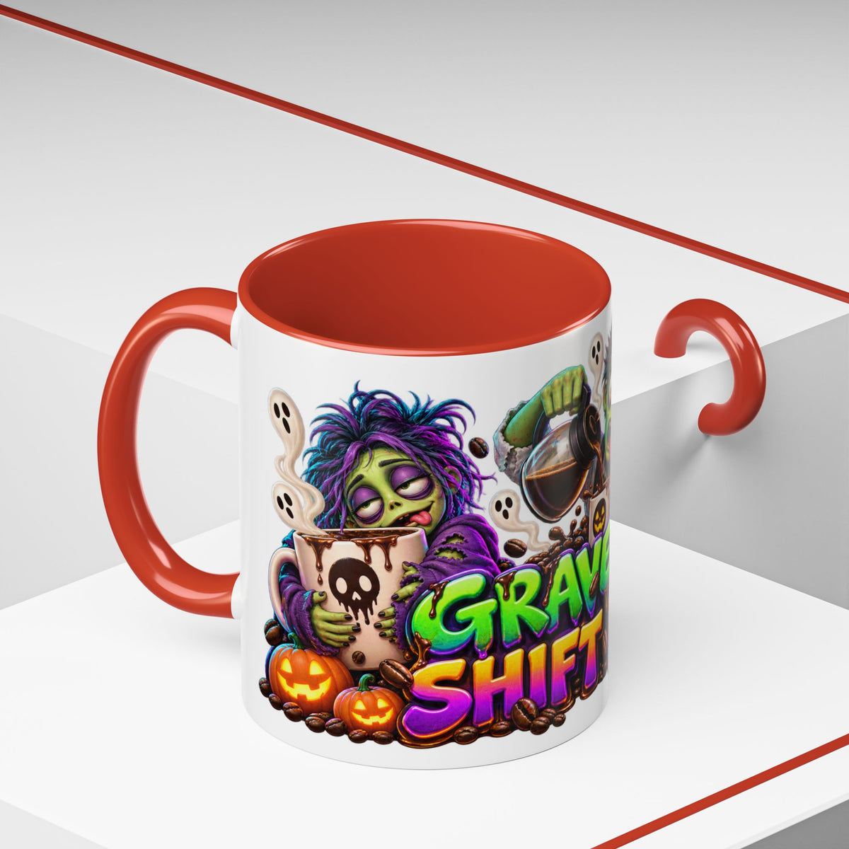 Graveyard Shift Fuel Coffee Zombies Halloween White Mug